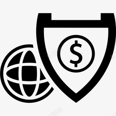 全球商业保护美元盾牌图标