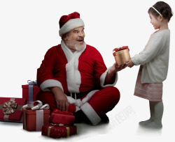 圣诞爷爷和小女孩素材