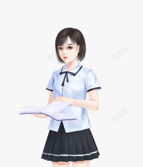 学霸女生夏季校服png免抠素材_新图网 https://ixintu.com 学霸 女生 夏季 校服