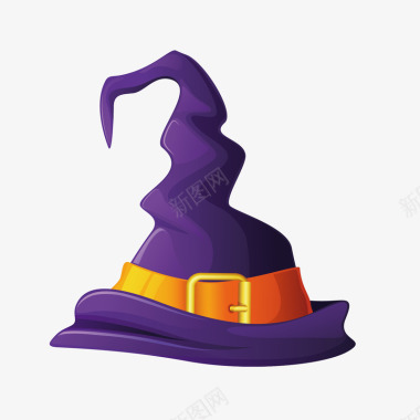 矢量创意设计紫色巫师尖帽子图标图标