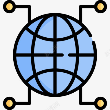 全球网络网页托管93线性颜色图标