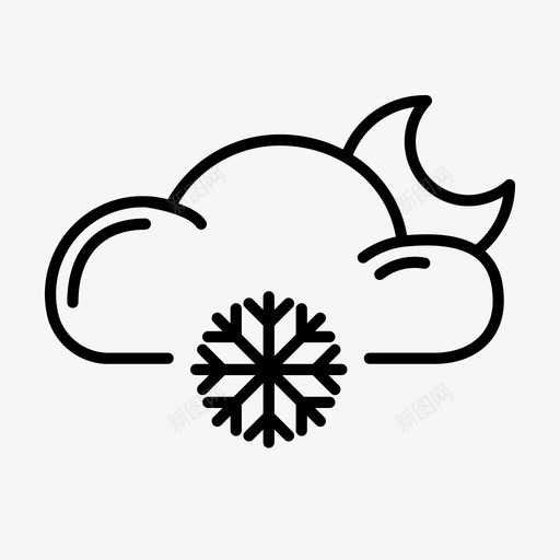 云和雪月亮雪花svg_新图网 https://ixintu.com 云和 天气 月亮 雪花 概要