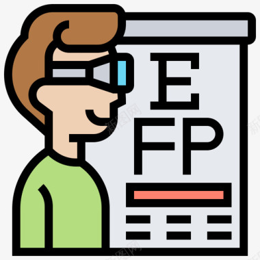 眼睛检查健康检查12线性颜色图标