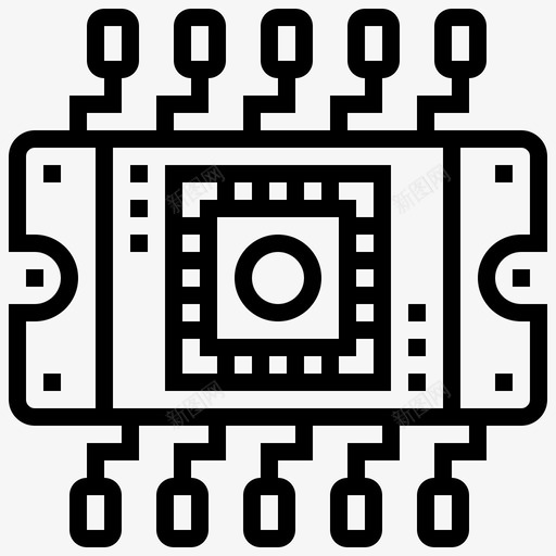 芯片电子元件6线性svg_新图网 https://ixintu.com 芯片 电子元件 线性