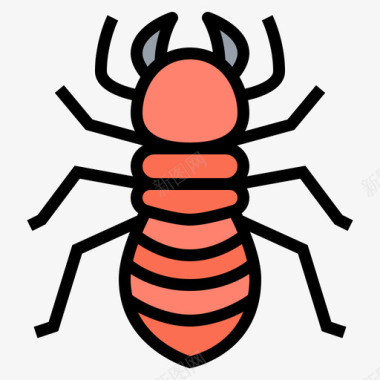 白蚁昆虫9线状颜色图标