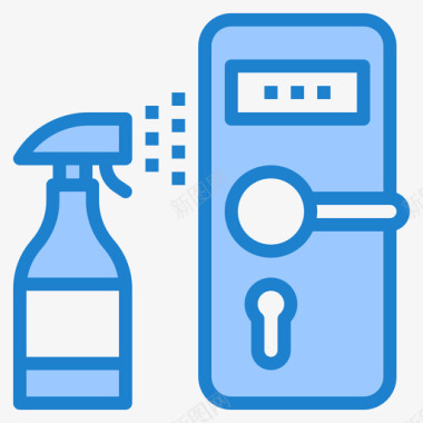 清洁喷雾冠状病毒100蓝色图标