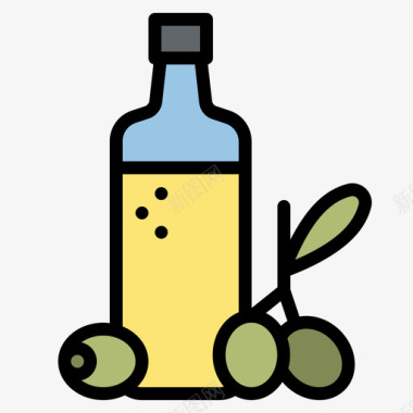 橄榄油饮食与健身6线性颜色图标