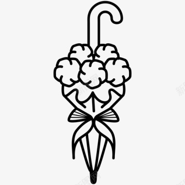 伞花瓶蝴蝶结装饰图标