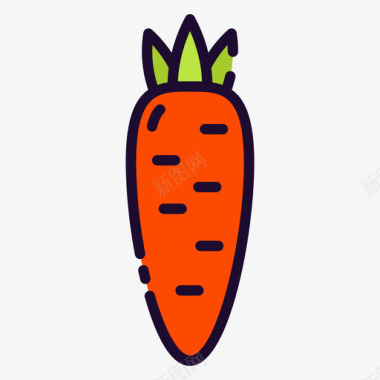 胡萝卜水果和蔬菜6线形颜色图标