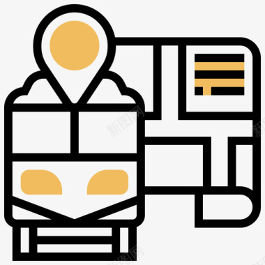 地图指针52号铁路黄色阴影图标