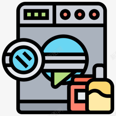 洗衣机客房部13线性颜色图标