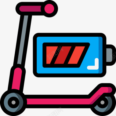 电池滑板车租用3线性颜色图标