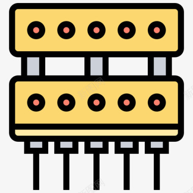 线性彩色电子元件9插座图标
