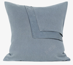 布艺简约现代样板间床头卧室沙发蓝色绣花方枕靠包素材