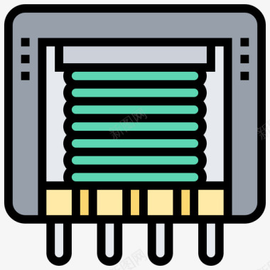 变压器电子元件9线性颜色图标