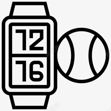 智能手表网球元素线性图标