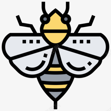 蜜蜂昆虫9线形颜色图标