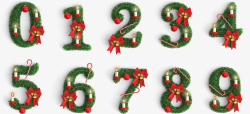 圣诞装饰圣诞数字0123456789字体设计素材