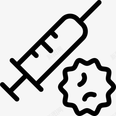 疫苗冠状病毒128线性图标