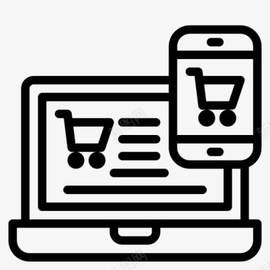 网上购物电子商务150线性图标