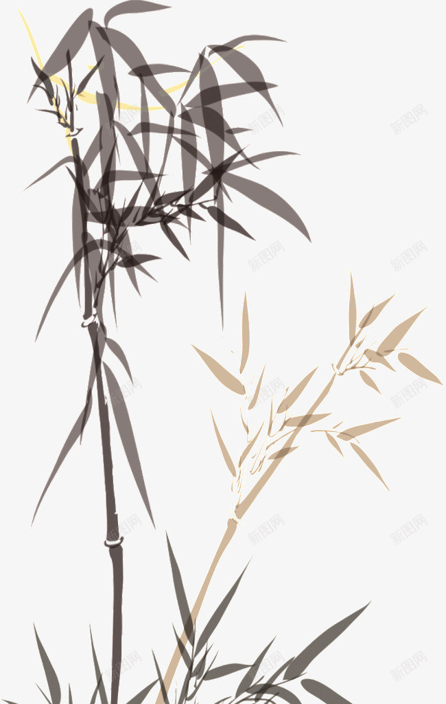 水墨竹子透明装饰png免抠素材_新图网 https://ixintu.com 水墨 竹子 透明 装饰