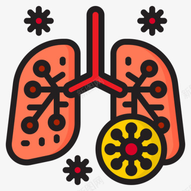 肺冠状病毒133线状颜色图标