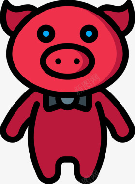 猪软玩具4线性颜色图标