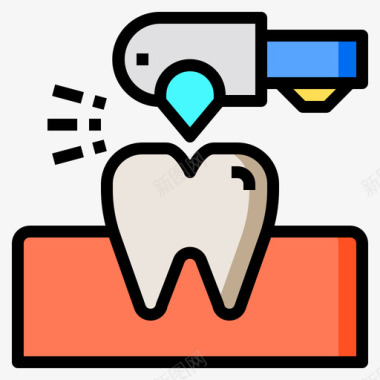 牙钻牙科医生2线颜色图标