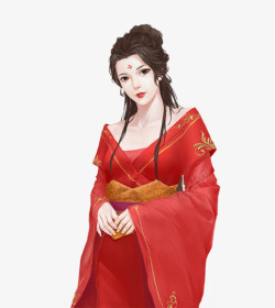 红衣女素材