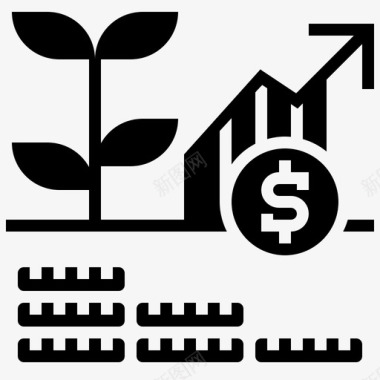 增长储蓄和投资19字形图标