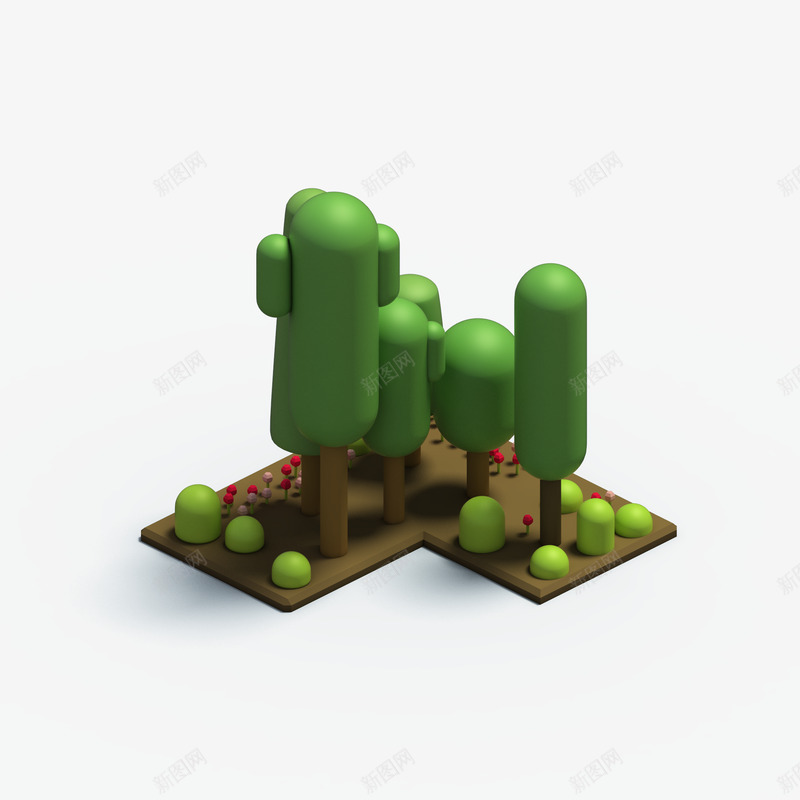 C4D树木与植物3D立体模型png免抠素材_新图网 https://ixintu.com 树木 植物 立体 模型