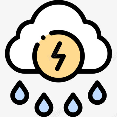 雨可再生能源39线性颜色图标