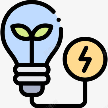 生态灯可再生能源39线性颜色图标