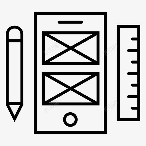 用户体验设计手机铅笔svg_新图网 https://ixintu.com 用户 体验 设计 网页 开发 手机 铅笔 尺子 线框