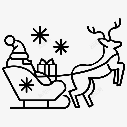 圣诞老人马车圣诞鹿svg_新图网 https://ixintu.com 圣诞老人 马车 圣诞 雪橇 混搭