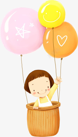 唯美手绘卡通可爱气球热气球照片美化装饰PS透明设计素材