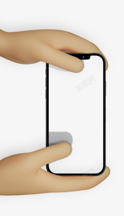 卡通3D立体手持手机UI贴图设计提案样机模板素材