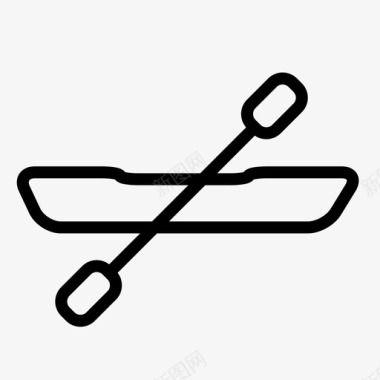 皮划艇独木舟划桨图标