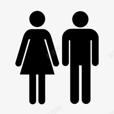 异性恋夫妇抽水马桶卫生间图标