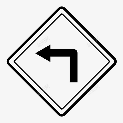 左转标志标牌svg_新图网 https://ixintu.com 左转 标志 标牌 路标 交通 交通标志 警告 黄色 前方