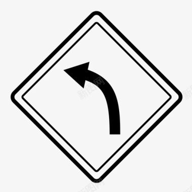 左转弯路标规则图标