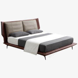 主卧室的床如恩现代简约风格软靠包真皮床18米主卧室双人床高靠高清图片