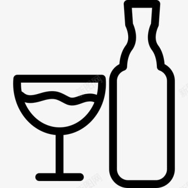 瓶子和玻璃杯聚会饮料图标
