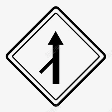 左窄车道合并规则标志图标