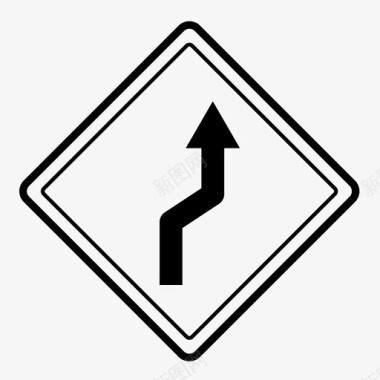 右转弯道路标规则图标