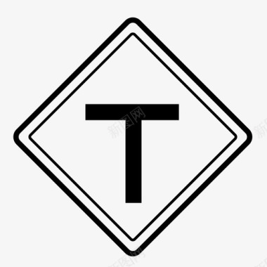 t形交叉口道路标志规则图标