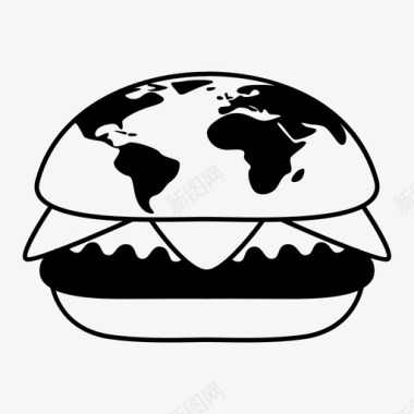 地球汉堡食品世界图标
