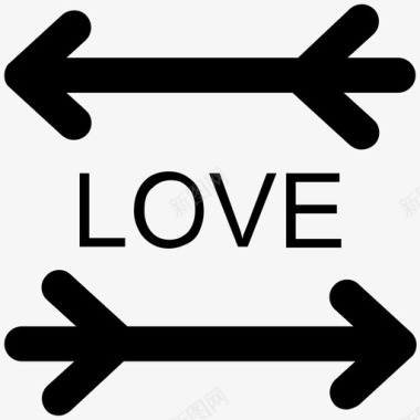 爱的方向爱和浪漫大胆的线图标图标