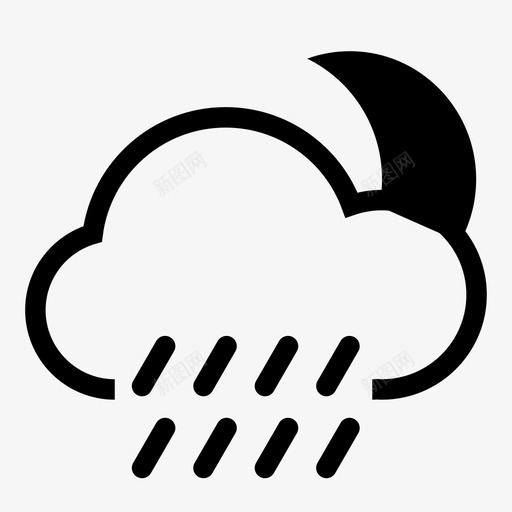 毛毛雨小雨夜晚svg_新图网 https://ixintu.com 毛毛雨 小雨 夜晚 月亮 白天 气候 大气 天气