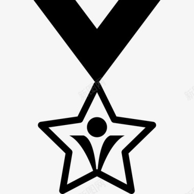 星型勋章悬挂着一条丝带形状奖牌图标